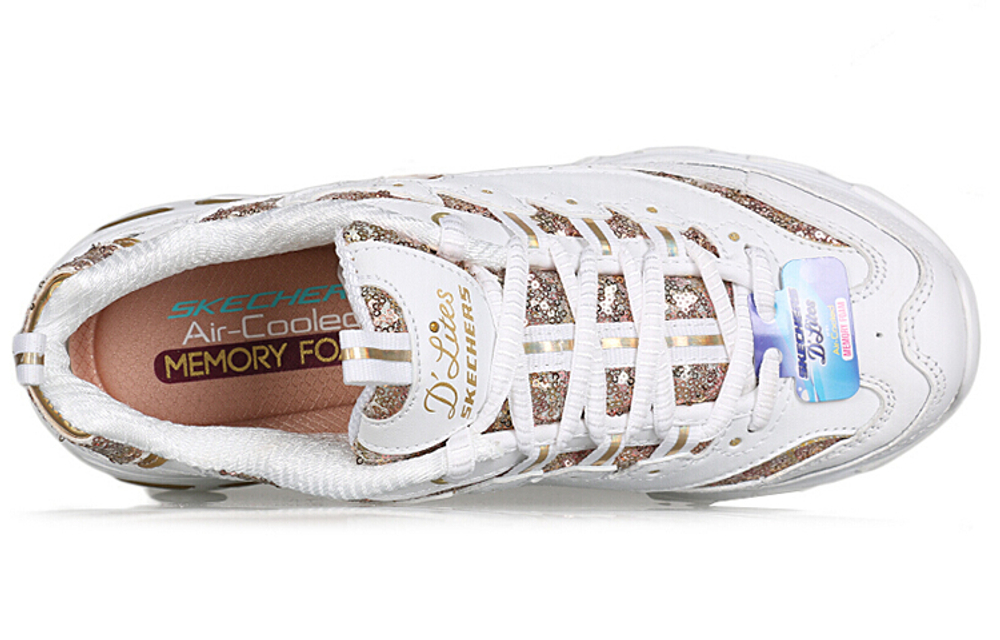 Skechers D"Lites Low Top Daddy Shoes White/Gold Women"s