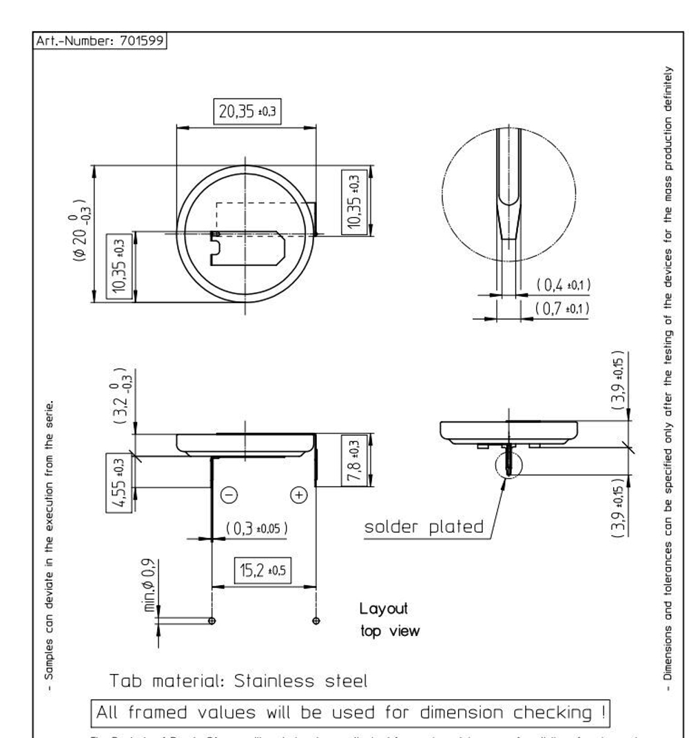 Элемент питания Renata CR2032.MFR FH