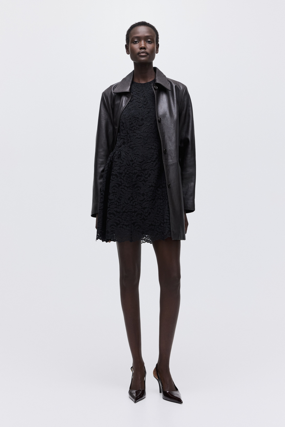 Кружевное платье с юбкой клёш - H&M