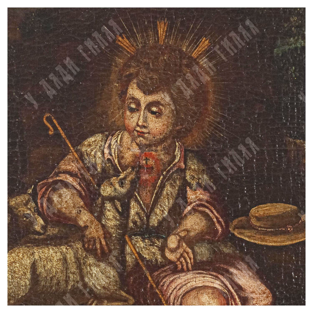 Н/х. Божественный пастырь (Иисус-ягненок). Холст, масло. Испания, XIX век.