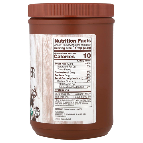 NOW Foods, Real Food, Cocoa Lovers, органический какао-порошок, 340 г (12 унций)