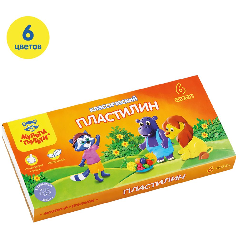 Пластилин 6 цветов Мульти-Пульти Приключения Енота, 120гр, со стеком, картон.упак.