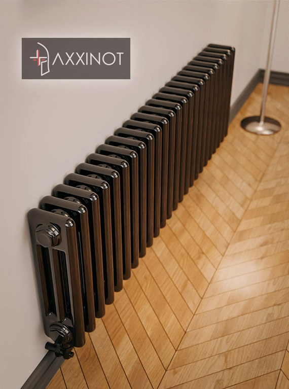 Axxinot Sentir 3037 - трехтрубный трубчатый радиатор высотой 370 мм, нижнее подключение, черный