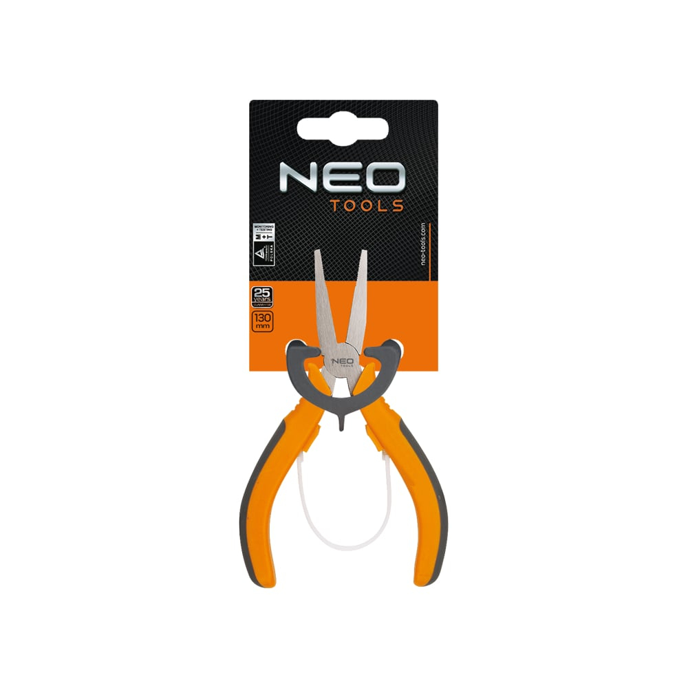 Прецизионные плоскогубцы NEO Tools 130 мм, губки с зубцами, нейлоновая пружина, двухкомпонентная рукоятка 01-105