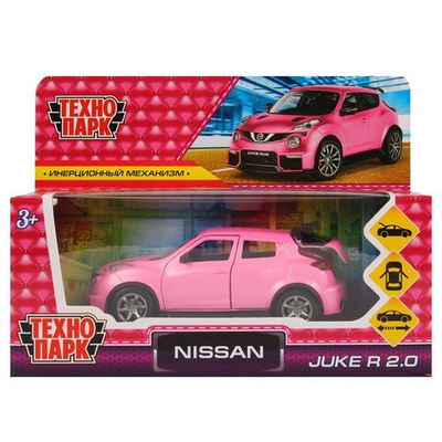 Модель ин. мет. "Nissan Juke-R 2.0" 12см, двер, багаж, розовый, коробка (Технопарк)