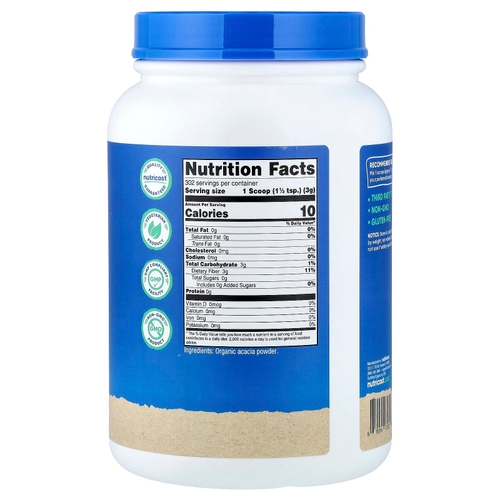 Nutricost, порошок из органической клетчатки акации, без добавок, 907 г (32,4 унции)