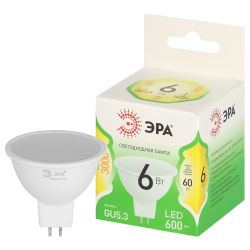 Лампа светодиодная ЭРА GREEN LINE LED MR16-6W-830-GU5.3 GL 6Вт софит теплый свет GU5.3 | Лампы cветодиодные Точечные (Софиты) (MR, PAR)