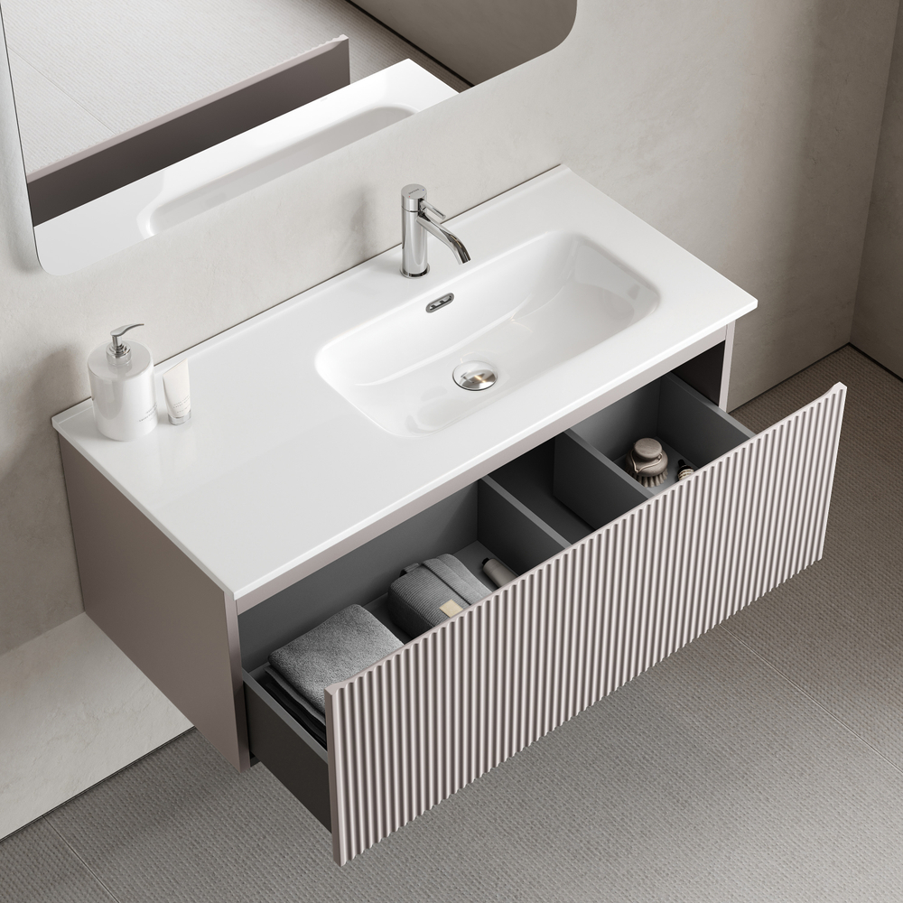 Тумба подвесная Sancos Snob R 1.0 с одним ящиком 995х445х406, Doha Soft, SNR1.0100RSM, арт. SNR1.0100RSM