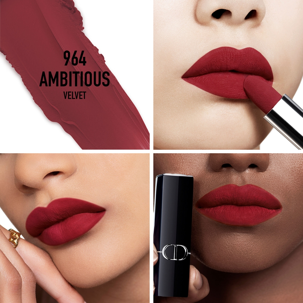 DIOR Rouge Dior - Помада для губ с долгим сроком носки, флакон с возможностью пополнения. оттенок 964 Ambitious Velvet, 3 g