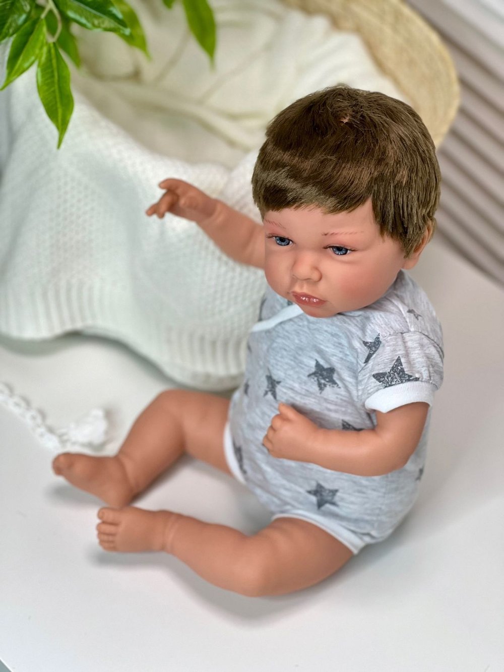 Кукла для девочки 45 cм Лука мягконабивная с пледом  (1245K)
