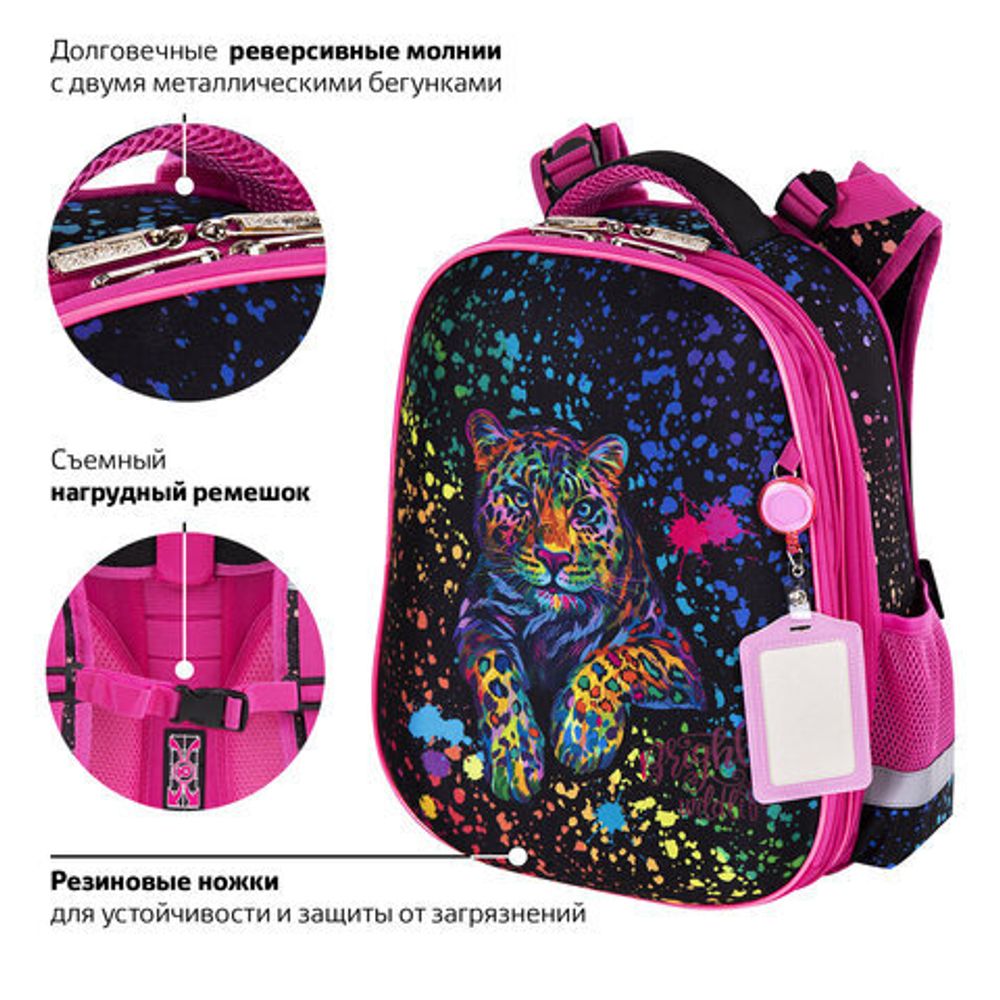 Ранец ЮНЛАНДИЯ EXTRA, с дополнительным объемом, "Bright wildlife", 38х29х18 см, 270676