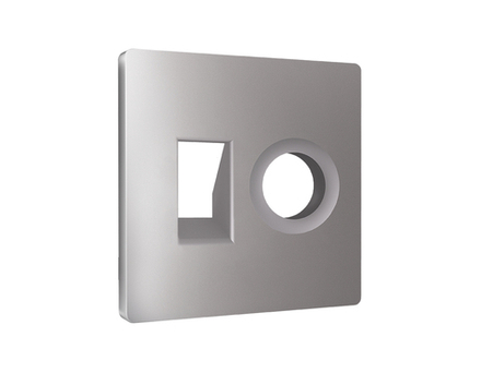 AP5125 Лицевая панель ALFA (Сталь матовый) для компьютерной/телефонной + TV розетки RJ-45/RJ-11 QUANT