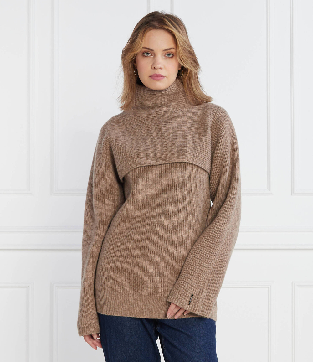 Хлопковый гольф recycled overlay sweater Calvin Klein - коричневый(K20K205986)