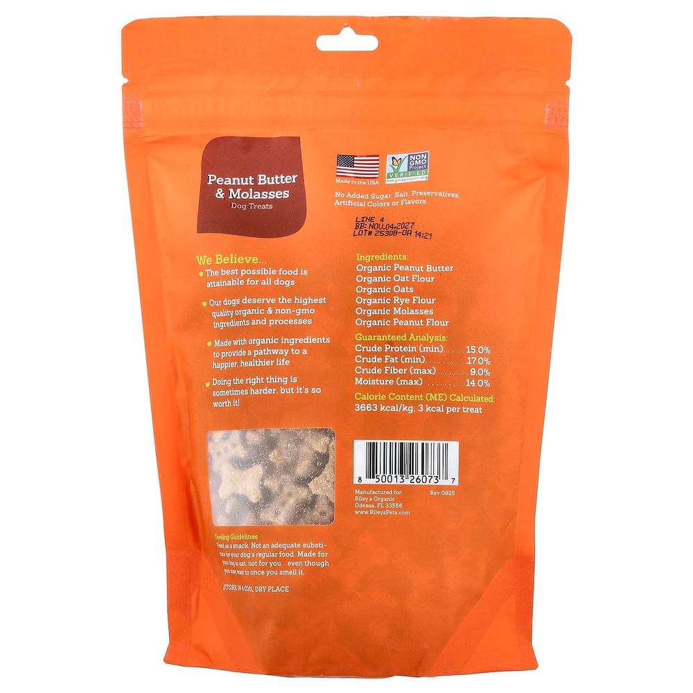 Riley’s Pets, лакомства для собак, арахисовая паста и патока, 340 г (12 унций)