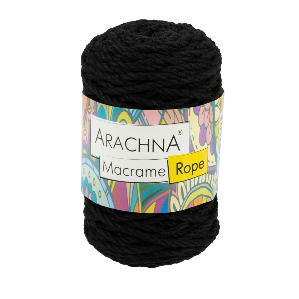 Пряжа Arachna Macrame Rope / уп.3 мот. по 120г, 54м, 110 черный