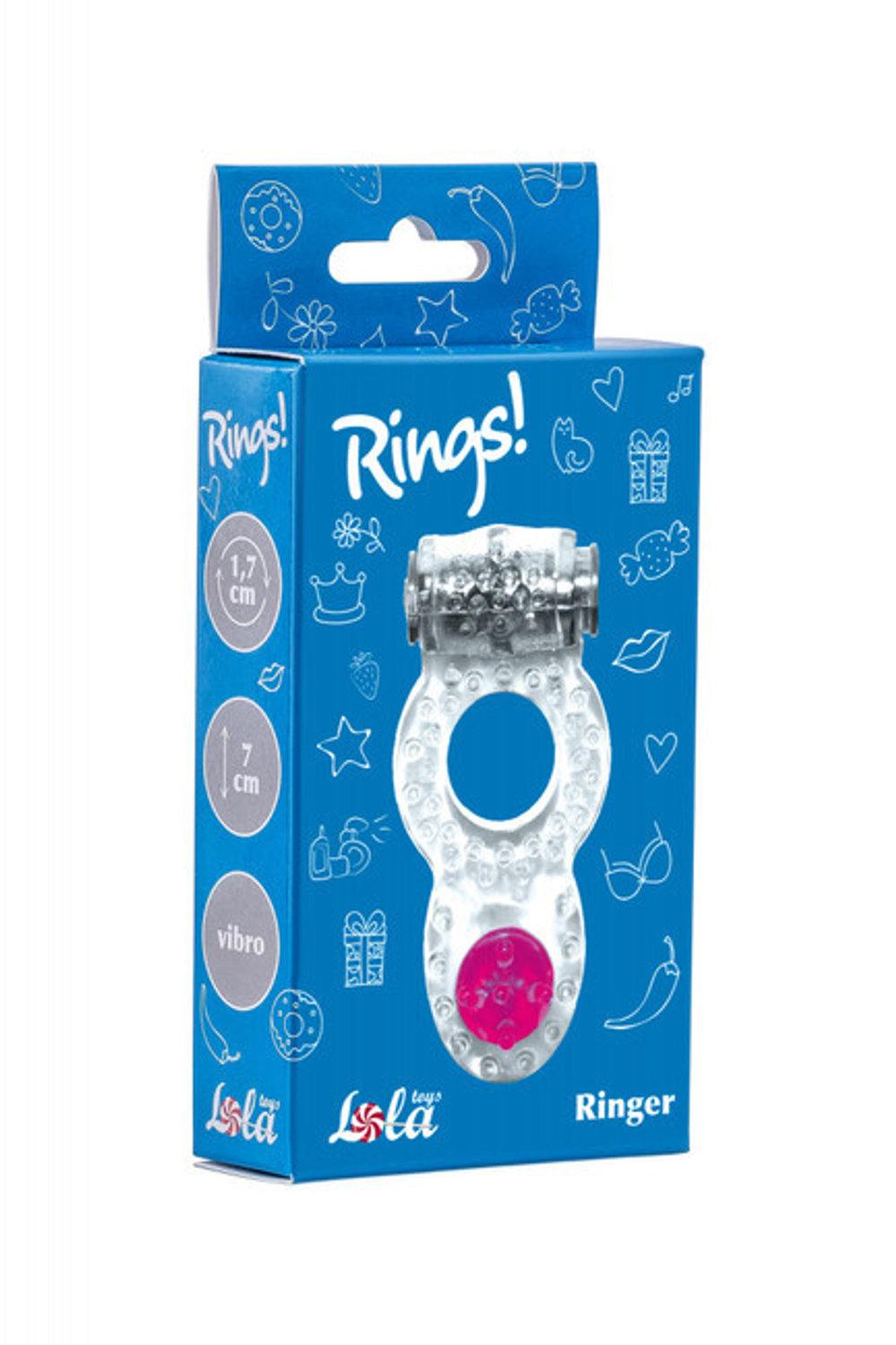 Эрекционное кольцо с вибрацией Rings Ringer white (Цвет: прозрачный)
