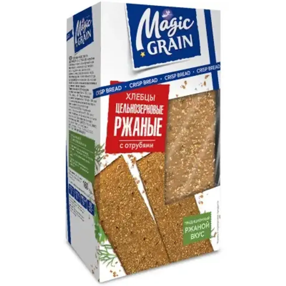 Хлебцы Magic Grain Цельнозерновые ржаные с отрубями 160г