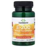 Swanson Vitamins, витамин E, смешанные токоферолы, 134 мг (200 МЕ), 100 мягких таблеток