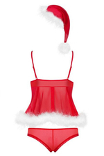 Комплект с пушком Merrily Babydoll LXL (46-48) (Цвет: красный, белый)