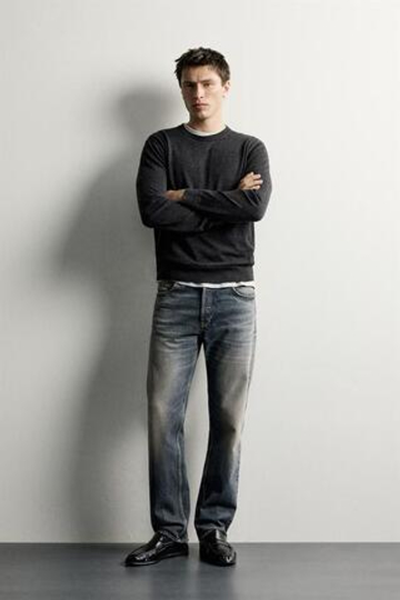 ZARA ДЖИНСЫ REGULAR FIT, СЕРО-СИНИЙ
