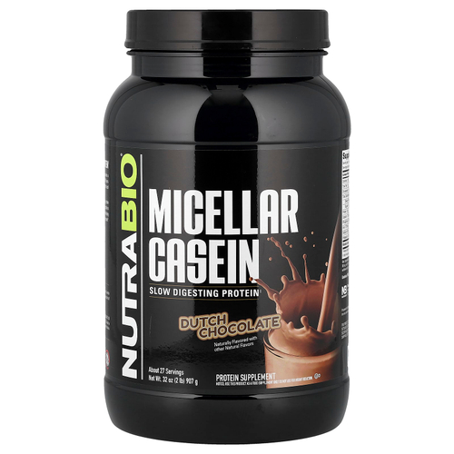 NutraBio, Мицеллярный казеин, голландский шоколад, 907 г (2 фунта)