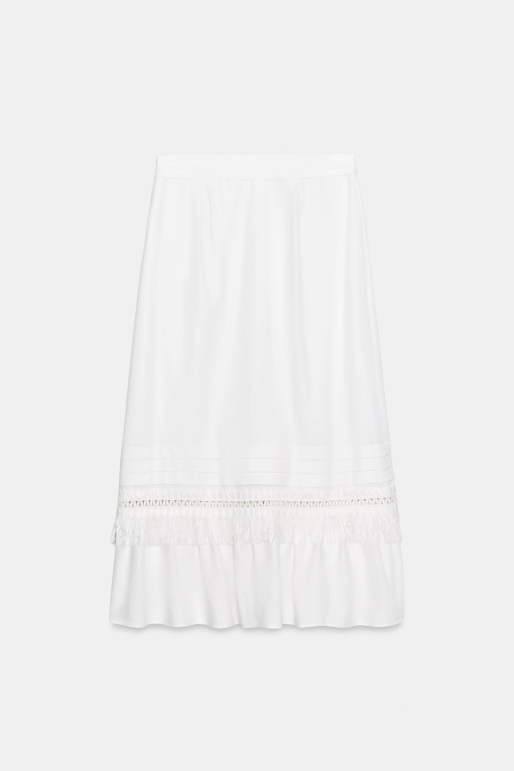 ЛЬНЯНАЯ ЮБКА МИДИ С БАХРОМОЙ — ZARA