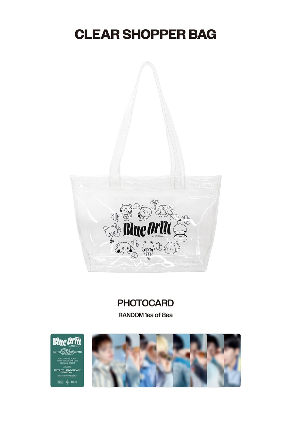 Мерч ATEEZ 8TH ANNIVERSARY CLEAR SHOPPER BAG (шоппер + фотокарта)