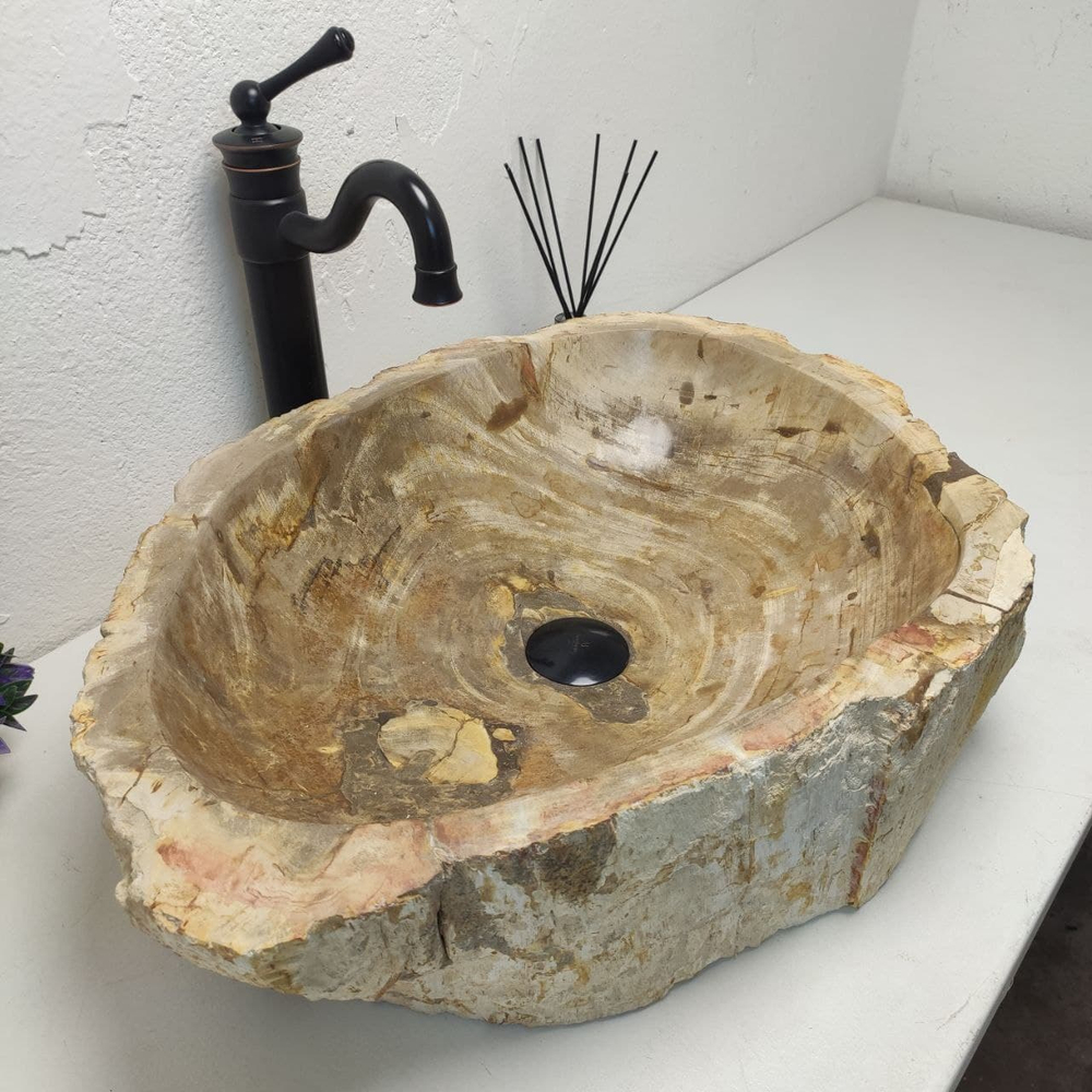 Раковина из окаменелого дерева OD-61230 61x40x15 из натурального камня