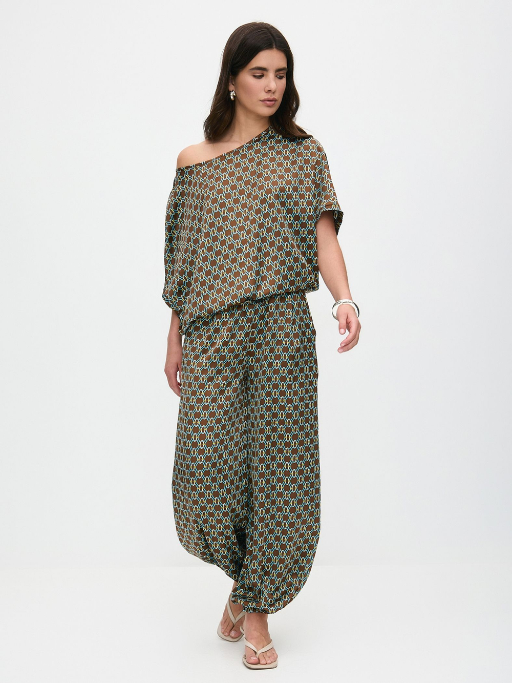 Костюм летний шелковый "ART SILK", 713.9072.09.13, цвет ромб шоколад