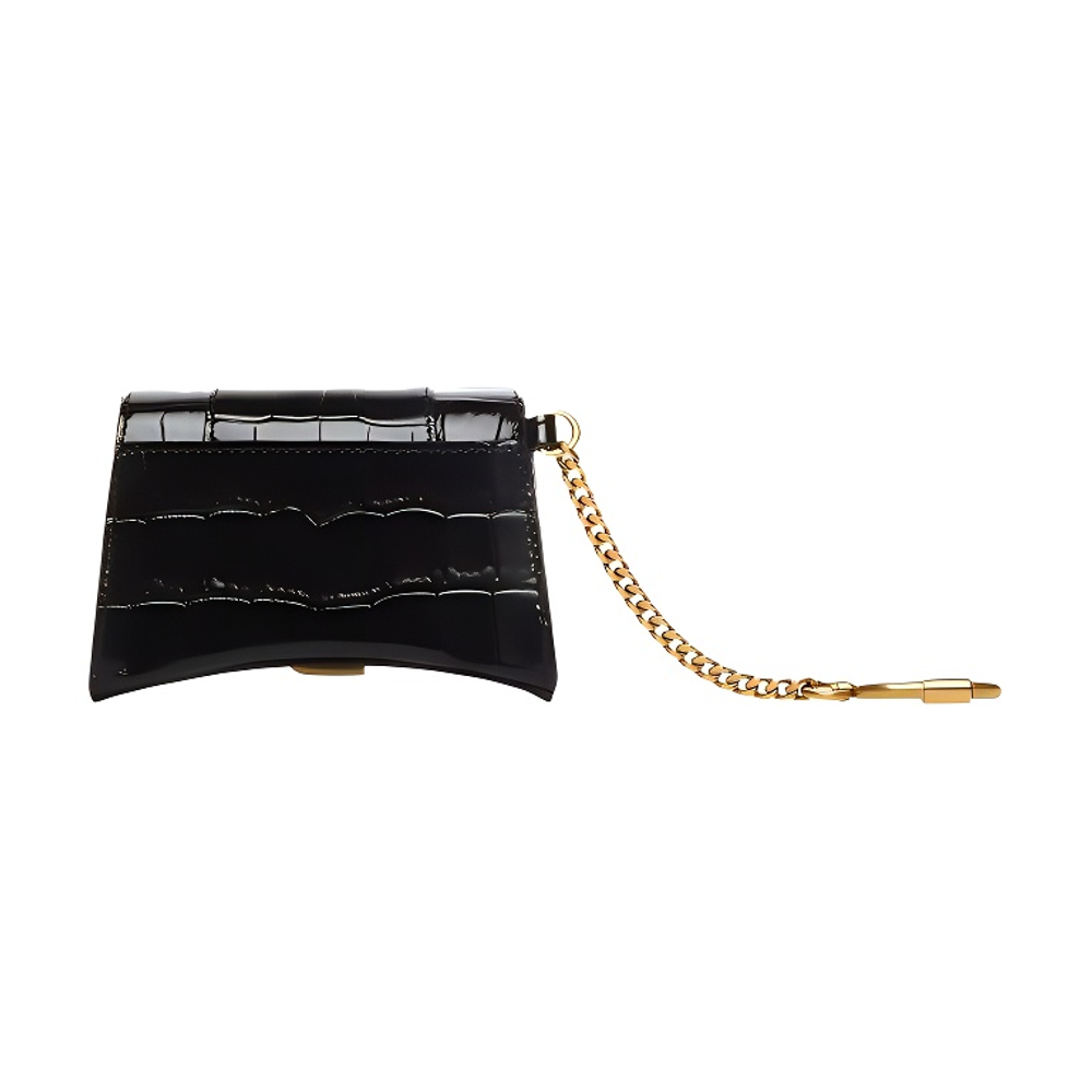 Balenciaga Hourglass Cow Leather Card Holder Women"s Black