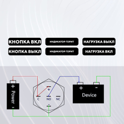 Кнопка металлическая, с индикатором, для монтажа на корпус (12-24 В, 22 мм)