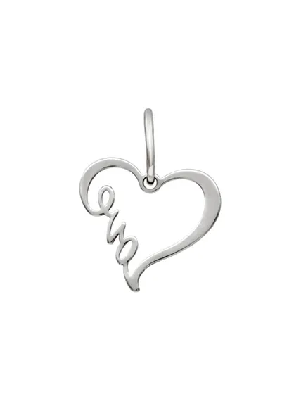 Контур сердца Love подвеска из серебра 925 пробы, вид сзади