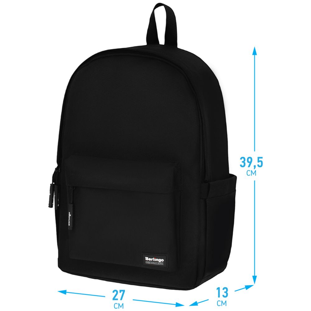 Рюкзак Berlingo Casual City black 39,5х27х13см, 500 гр., 1отд. 3карм, уплотненная спинка