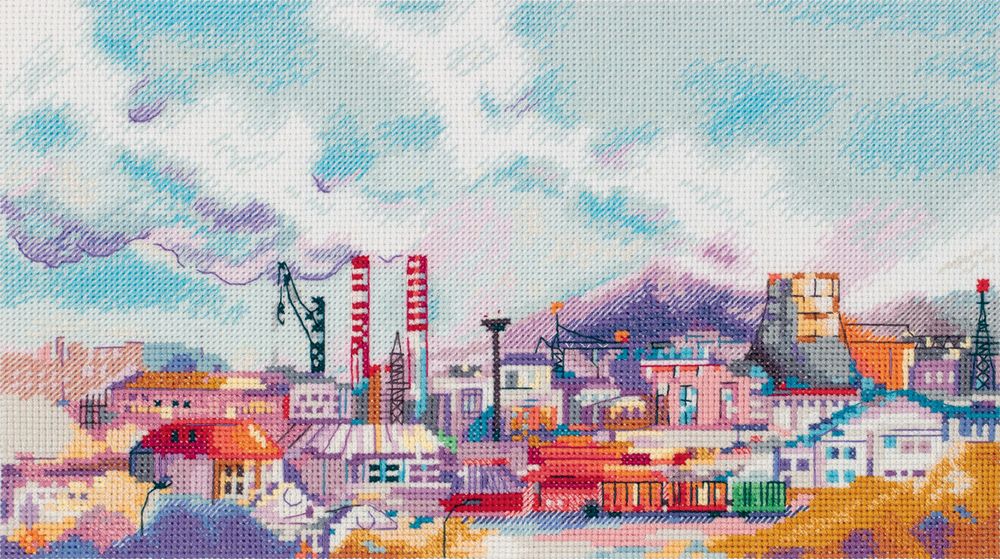Набор для вышивания нитками Panna, Индустриальный пейзаж, 27х15.5 см