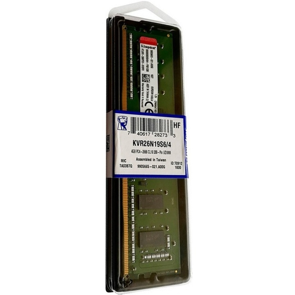 Модуль памяти DIMM DDR4 4Gb, 2666Mhz, Kingston (KVR26N19S6/4)