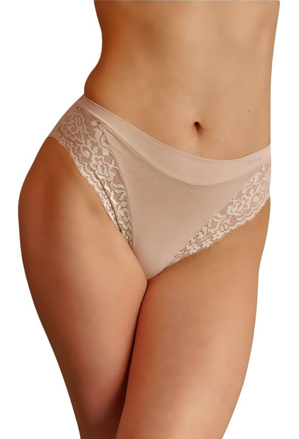 Трусики-слип с высокой линией талии Lace Cotton Band (Размер: M) (Цвет: черный)