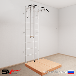 Шведская стенка Sv Sport усиленная 6154 (Турник стандарт/Канат/Трапеция/Мат 1м)