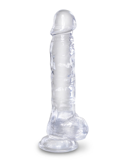 Прозрачный фаллоимитатор с мошонкой King Cock Clear 8