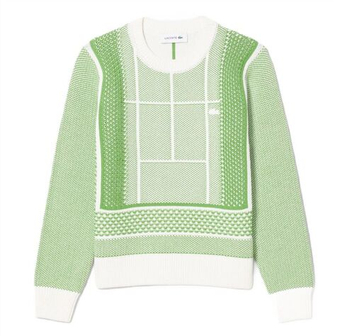 Женская Кофта теннисная Lacoste Tennis Court Graphic Jacquard - flour/billiard green