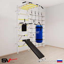 Шведская стенка Sv Sport усиленная 62610 (Турник рукоход/Брусья/Стойка/Скамья/Цепь/Мешок 15кг/Канатный лаз)