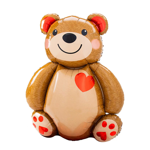 Шар (33''/84 см) Фигура, Мишка с сердцем, 1 шт.