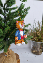 Кот джентельмен ёлочная игрушка из фарфора