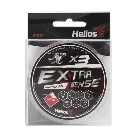 Шнур Helios Extrasense X3 PE Red 92m   0.6/10LB 0.14mm (HS-ES-X3-0.6/10LB)