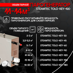 Steamtec TOLO KEY 120 - 12 кВт (стандартный модуль управления), парогенератор для хамама и турецкой бани