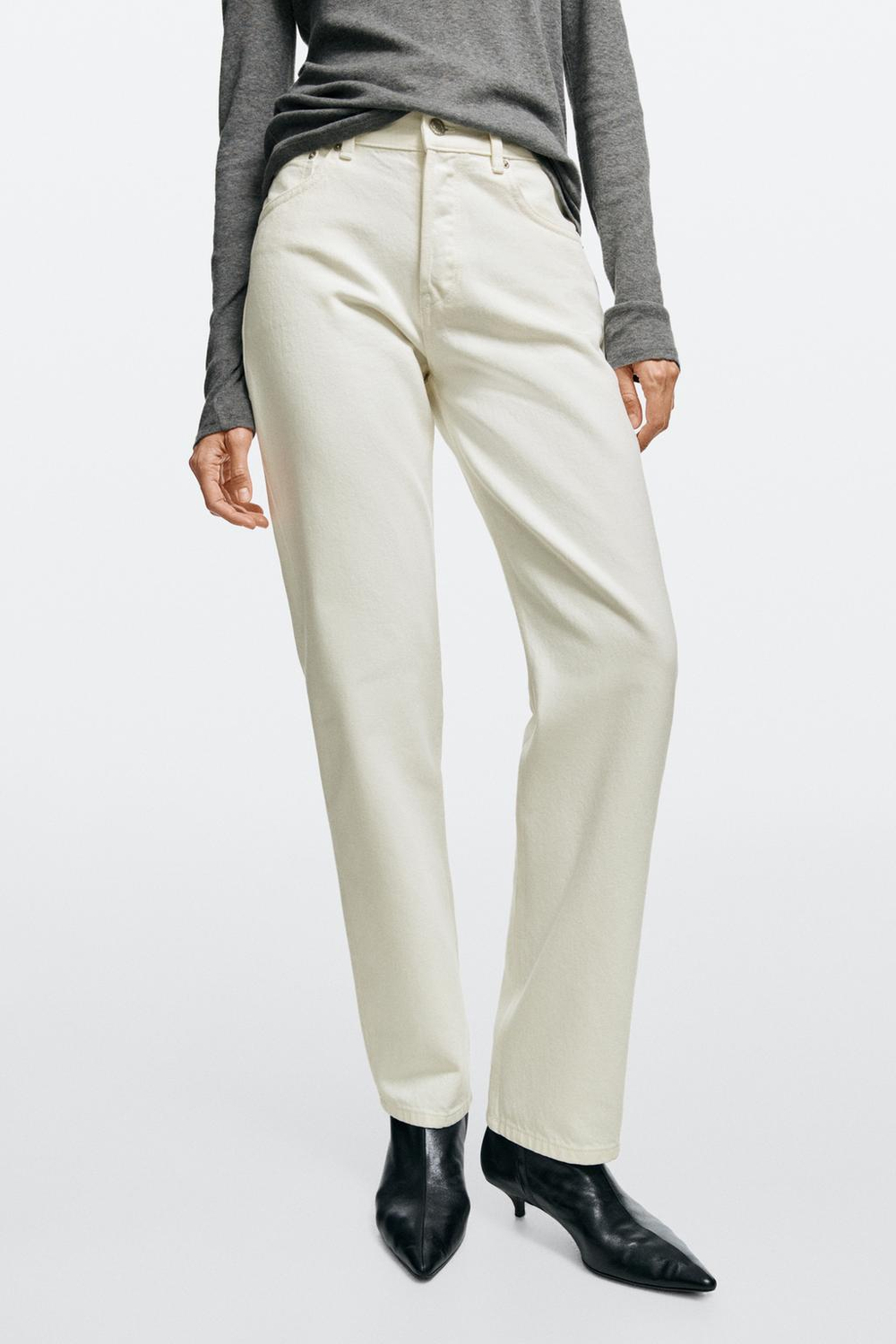 Massimo Dutti Джинсы прямого кроя со средней посадкой, белый