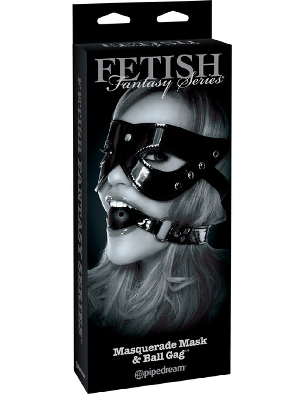 Лакированный комплект Masquerade Mask & Ball Gag (Цвет: черный)