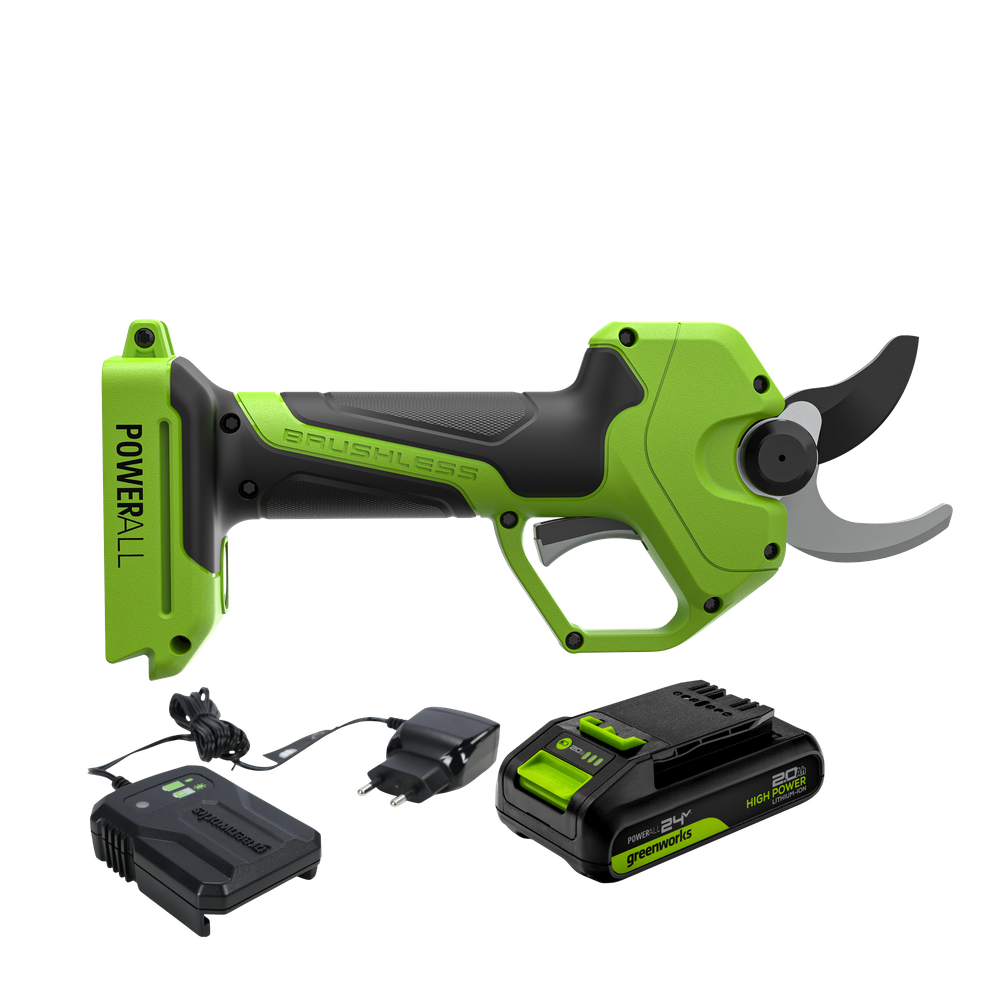 Секатор аккумуляторный Greenworks PR24320, 24V, 32 мм, c 1 х АКБ 2 Ач и ЗУ (PR24320UA)