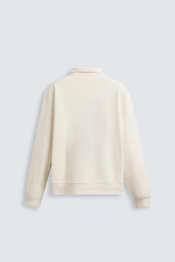 ZARA БАЗОВАЯ ТОЛСТОВКА С ВОРОТНИКОМ НА МОЛНИИ, ЖЕЛТОВАТО-БЕЛЫЙ