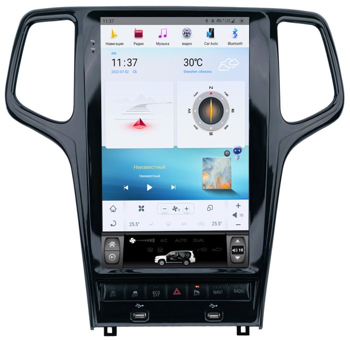 Магнитола для Jeep Grand Cherokee WK2 2013-2021 - Kuberg ZF-1823B-Q6 вертикальный монитор 13.6" в стиле "Тесла" на Android 11, CarPlay, 4G SIM-слот