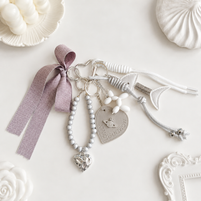 Брелок-подвеска Silver fish grey ribbon, 1шт